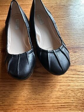 Cole Haan Black Leather Pleated Toe Ballet Flats Women’s 5.5
